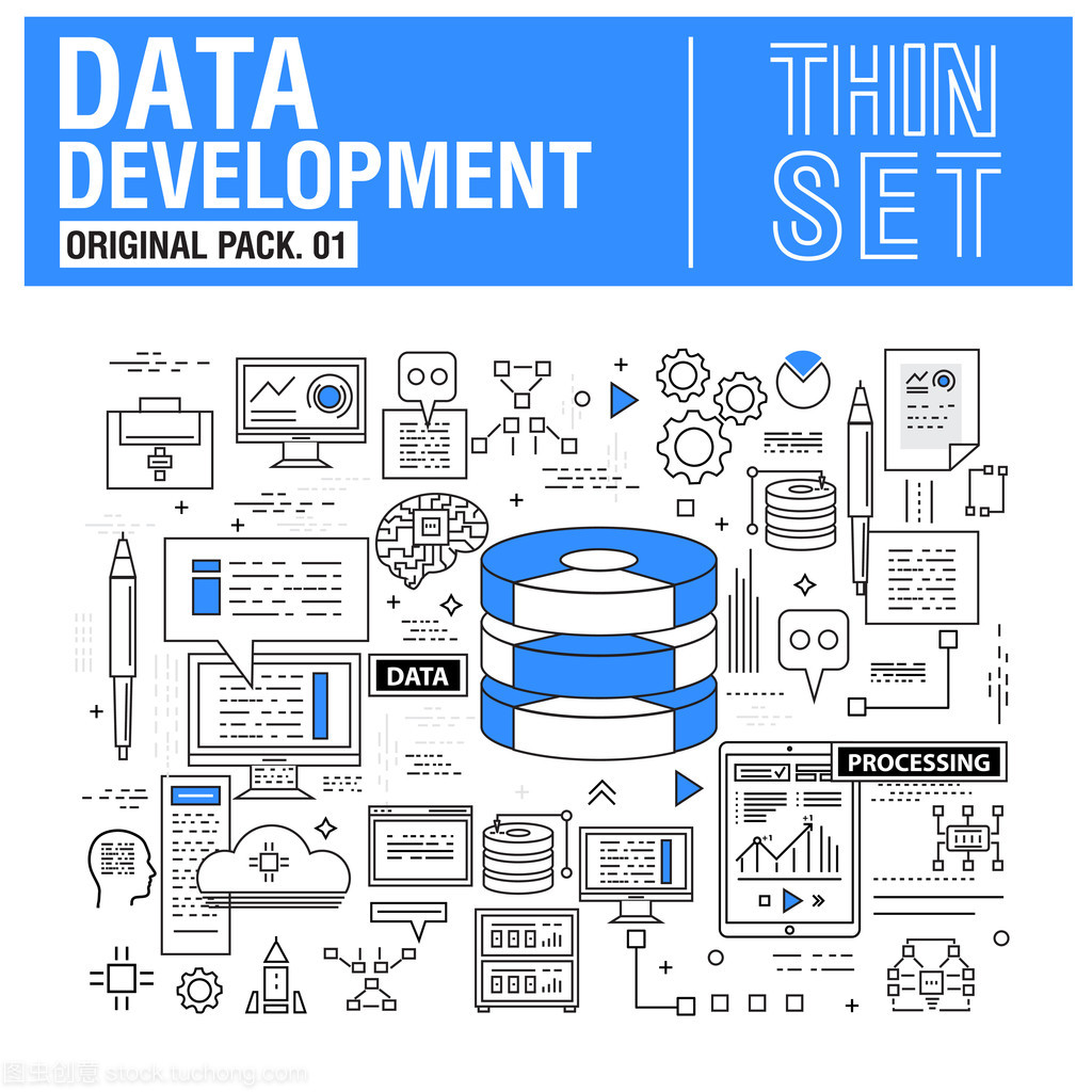 现代细线图标集在数据分析与数据处理领域的发展与应用